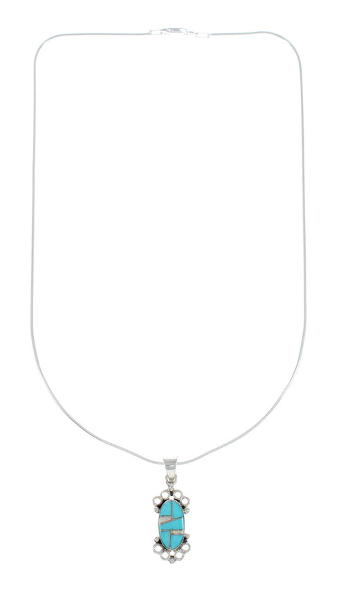 Sterling Silver Turquoise And Opal Inlay Southwestern Italian Snake Chain Necklace Set AX129064